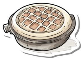 A freshly baked waffle in a round waffle maker png