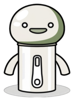 A cute cartoon robot character design with a happy face png