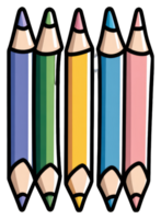 Five Colorful Pencils Arranged Together In A Row png