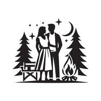 Forest Camping Couple Silhouette Vectors for Unique Designs