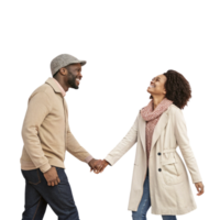 couple holding hands with heart shaped background for a romantic setting png