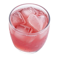 pink lemonade with heart shaped ice cubes floating inside for a romantic touch png
