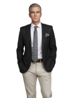 A man in a suit and tie standing png