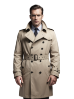 The man in the trench coat is standing png