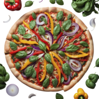 A pizza with colorful vegetables on top png