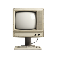 An old computer with a keyboard and monitor png