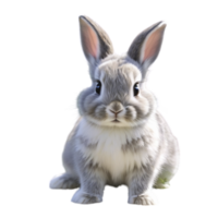 A gray rabbit sitting on a black background png