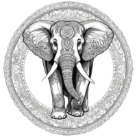An elephant in a circle with a pattern on it png