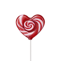 A red and white heart shaped lollipop on a stick png