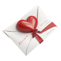 An envelope with a red heart and a bow png