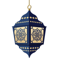 An arabic lantern with gold and blue designs png