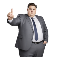A man in a suit and tie pointing at something png