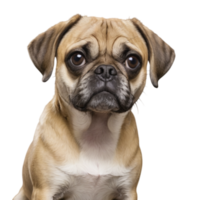 A pug dog sitting in front of a black background png