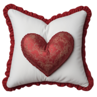 A red heart shaped pillow with a white pillow png
