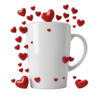 A cup of coffee with hearts floating around it png