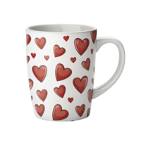 A coffee mug with hearts on it png