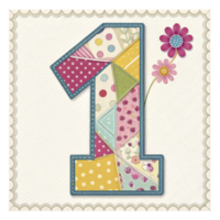 A card with the number one in a patchwork design png