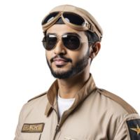 A man in a pilot uniform with sunglasses png