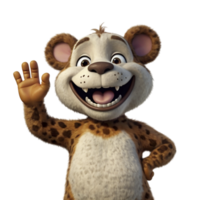 A cartoon leopard with its hand up png