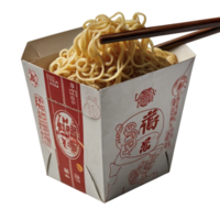 A box of noodles with chopsticks in it png