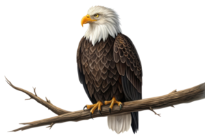 Majestic bald eagle perched on a branch png