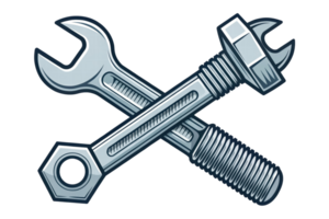 Tools crossed in a creative design for mechanics png