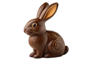 Chocolate rabbit figurine with elegant design png