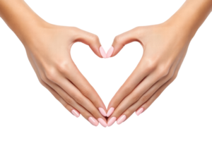 Hands forming a heart shape with soft nails png