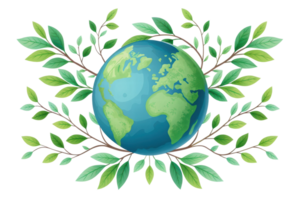 Embracing nature with earth and green leaves png