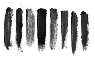 Various black paint strokes on a white background png
