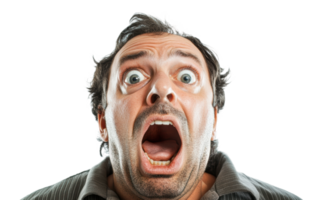 Man expressing shock with wide eyes and open mouth png