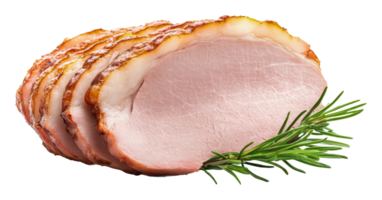 Sliced ham with garnish on a white background png