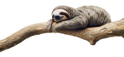 Sloth resting on a branch during the day png