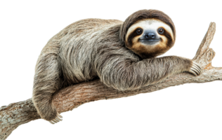 Sloth resting on a branch in a serene pose png