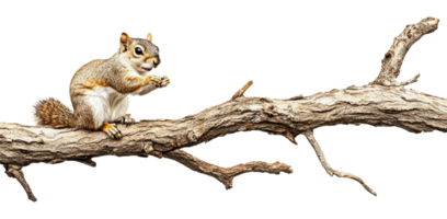 Squirrel perched on a branch enjoying a snack png