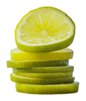Freshly sliced lime stacked in even layers png