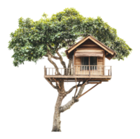 Treehouse nestled in a large green tree png