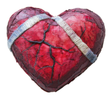 Handcrafted heart sculpture with a unique texture png