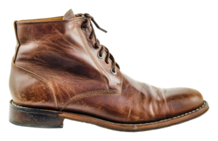 Brown leather boot on a plain background png