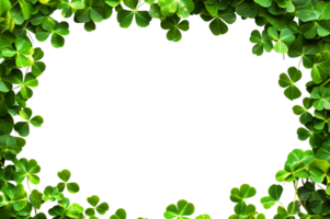 Fresh green clover leaves create a natural frame png