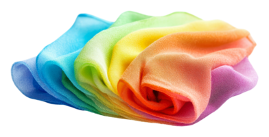Multicolored silk scarf folded neatly on a surface png