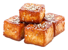 Deliciously glazed tofu cubes with sesame seeds png