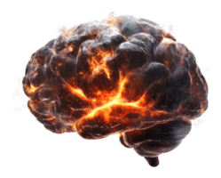 Fiery brain in abstract art png