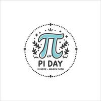 Whimsical Pi Day Illustration with Bold Pi Symbol and Nature Elements vector