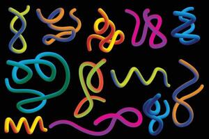 Abstract Colorful Wave Patterns with Squiggle Ribbon Designs for Creative Graphics vector