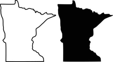Minnesota U.S. state outine and silhouette icon design vector