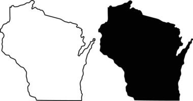 Wisconsin U.S. state outine and silhouette icon design vector