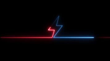 Abstract neon charging Thunder bolt icon Animation Isolated on Black Background video