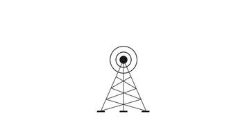 Radio tower signal waves, frequency circles animation Isolated on White Background video