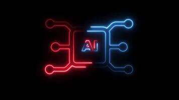 AI icon High tech futuristic circuit board animation Isolated on Black Background video